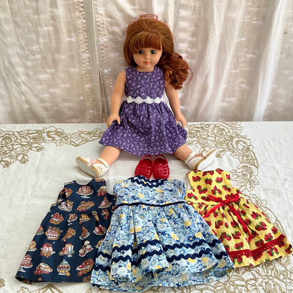Madame Alexander 18 inch Doll Bundle 2004 Auburn Hair 4 Dresses 2 Pair Shoes Set